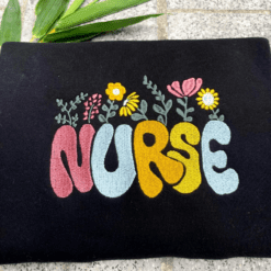 Floral Nurse Nursing Embroidered Tshirt, Sweatshirt, Hoodie